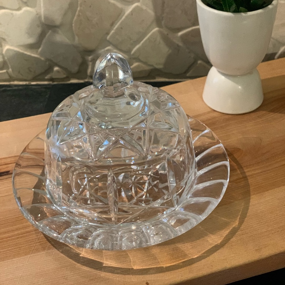 CUT CRYSTAL BUTTER DISH | Vintage Domed Crystal Dish